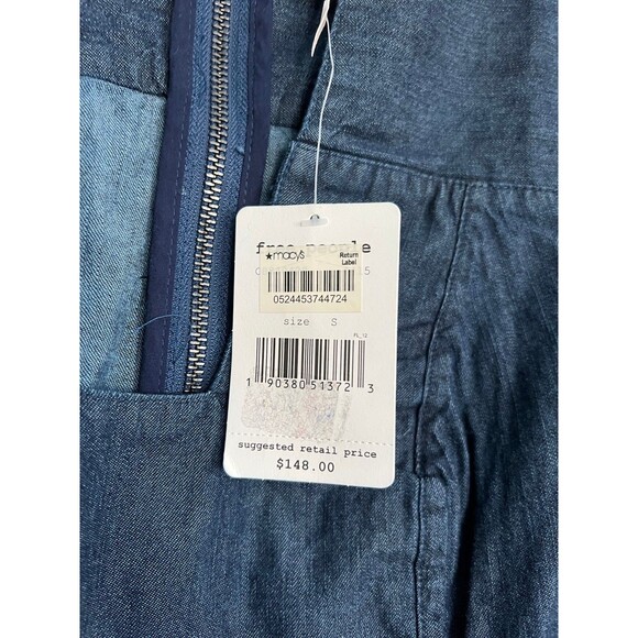 Free People Womens Karmen Cotton Denim Dress Deep Sea Wash Size Small S - Picture 7 of 9